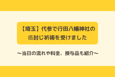 【埼玉】代参で行田八幡神社の癌封じ祈祷を受けました〜料金やお守りなどの授与品も紹介〜